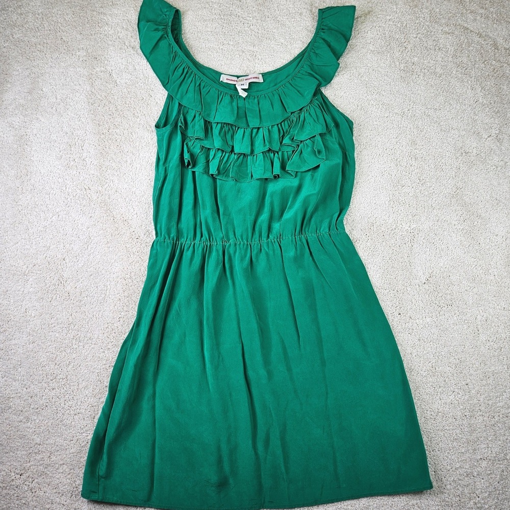 Women's Amanda‎ Uprichard Silk Dress Ruffle Sleeveless Green Party Dress Size M